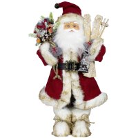 Große Weihnachtsmann Figur mit Ski, 45 cm, Santa Deko Figur, Weihnachtsdeko, Schaufenster Deko