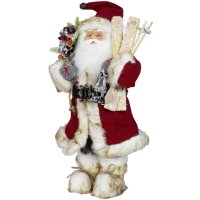 Große Weihnachtsmann Figur mit Ski, 45 cm, Santa Deko Figur, Weihnachtsdeko, Schaufenster Deko