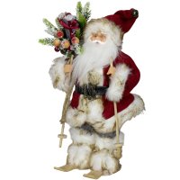 Große Weihnachtsmann Figur auf Ski, 30 cm, Santa...