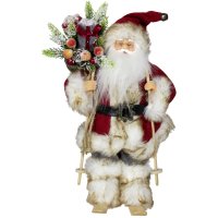 Große Weihnachtsmann Figur auf Ski, 30 cm, Santa Deko Figur, Weihnachtsdeko, Schaufenster Deko
