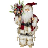 Große Weihnachtsmann Figur auf Ski, 30 cm, Santa...