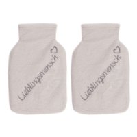 2er SetTaschenwärmer Lieblingsmensch, weiß mit Fleecebezug, 2er Set - Handwärmer wiederverwendbar