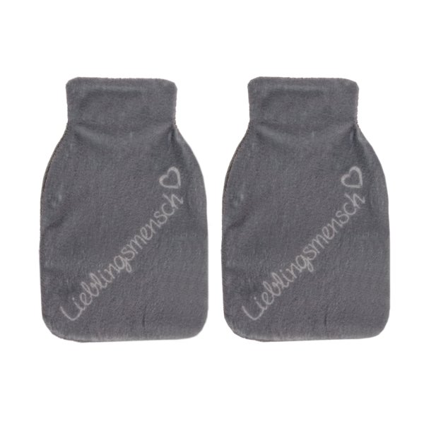 2er SetTaschenwrmer Lieblingsmensch, grau mit Fleecebezug, 2er Set - Handwrmer wiederverwendbar