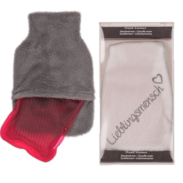 2er SetTaschenwrmer Lieblingsmensch, grau mit Fleecebezug, 2er Set - Handwrmer wiederverwendbar