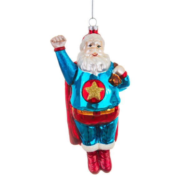 Baumschmuck Super Santa, Weihnachtsmann Baumkugel, Weihnachtsdeko, Christbaumkugel