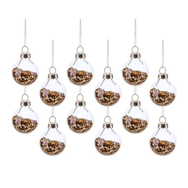 Baumschmuck Glitzer gold, 12er Set - Baumkugel Sterne, Einhorn Weihnachtsdeko, Christbaumkugel gefü