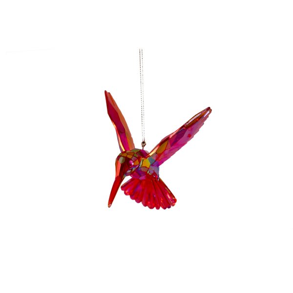 Baumschmuck Kolibri, rot irisierend- Baumkugel Vogel, Weihnachtsdeko, Christbaumkugel