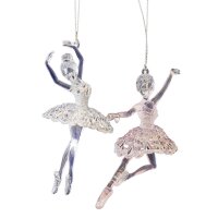 Baumschmuck Ballerina rose-silber (2er Set) - Ballett Weihnachtsdeko, Christbaumkugel, Weihnachten