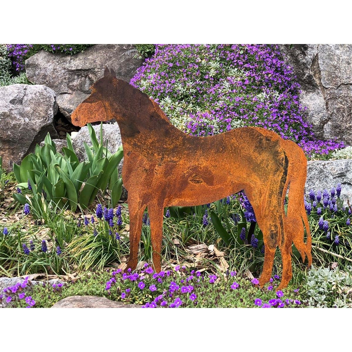 Dekofigur Pferd im Rost Design, Rostfigur für den Garten, Gartendeko