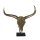 Bullenschädel / Stierkopf gold auf Standfuß (Skulptur mit Hörnern) - Büffelschädel, Deko Büste
