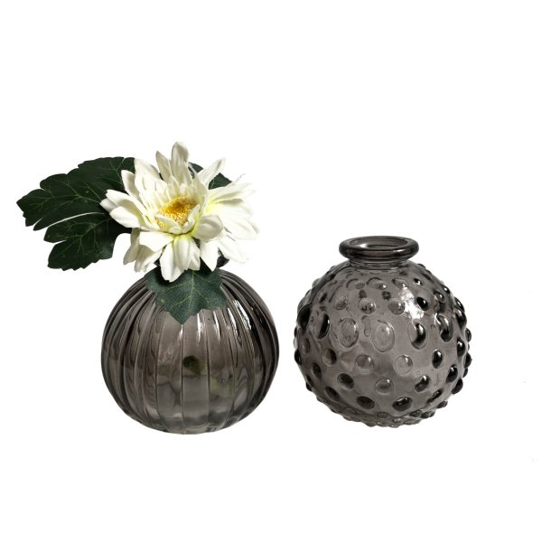 Glasvase Jive, Vase smoke, H: 8,5 cm (2er Set) -  kleine Vasen, Blumenvase, Tischdekoration, Deko Hochzeit