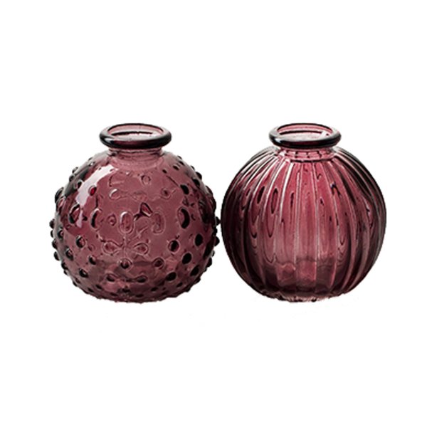 Glasvase Jive, Vase lila, H: 8,5 cm (2er Set) -  kleine Vasen, Blumenvase, Tischdekoration, Deko Hochzeit