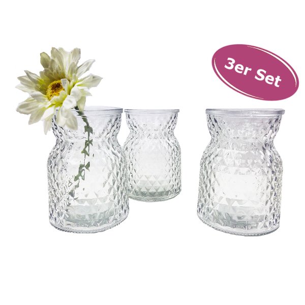 Glasvase "Posh", kleine Vase, H: 10,5 cm (3er Set) - kleine Vasen, Blumenvase, Tischdekoration, Deko Hochzeit