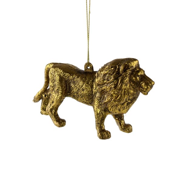 Hänger Löwe gold, Baumschmuck Afrika Tiere, Baumkugel, Weihnachtsdeko, Christbaumkugel