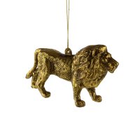 Hänger Löwe gold, Baumschmuck Afrika Tiere, Baumkugel, Weihnachtsdeko, Christbaumkugel