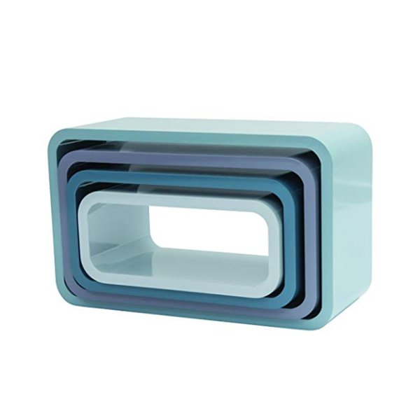 4er Set, rechteckige Cubes / Wrfel Regal, pastell blau