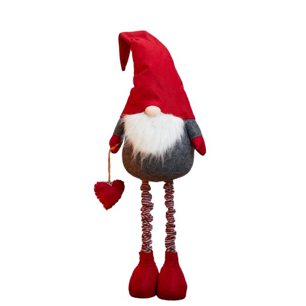 Wichtel Udo rot (bis 120cm) Teleskopbeine & Herz - Weihnachts Deko, Weihnachtswichtel, Gnom