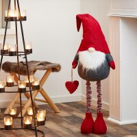Wichtel Udo rot (85 bis 120cm) Teleskopbeine & Herz - Weihnachts Deko, Weihnachtswichtel, Gnom