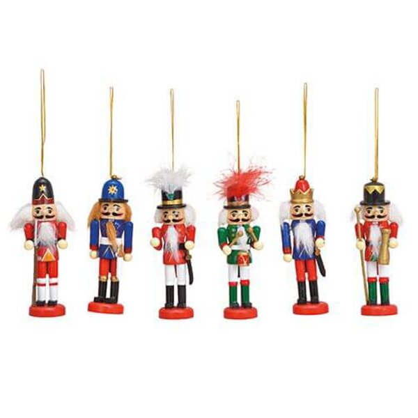 Hänger Baumschmuck Nussknacker aus Holz (6er Set) - Christbaumschmuck, Baumkugel, Weihnachtsdeko, Christbaumkugel, Weihnachten