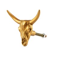 Möbelknopf Stier Kopf gold - Bullen Schädel Schubladenknopf Landhaus, Möbelknauf Stierkopf, Möbelgriff