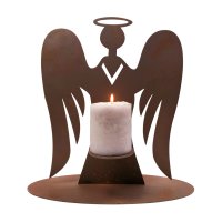 Rost Engel mit Kerzenhalter H: 32 cm - Rostfigur,...