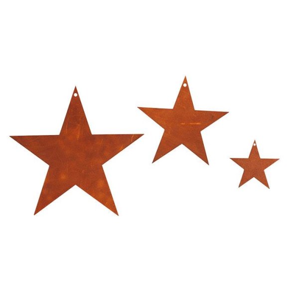 Stern zum Hängen im Rost Design (3er Set) - Christbaumschmuck, Baumschmuck, Weihnachtsdeko