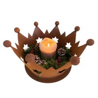 Rost Krone Sterne, D: 33 cm - Rostfigur Advent, Gartendeko Weihnachten