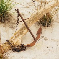Deko Anker mit Kette, Rost Figur, maritime Gartendeko...