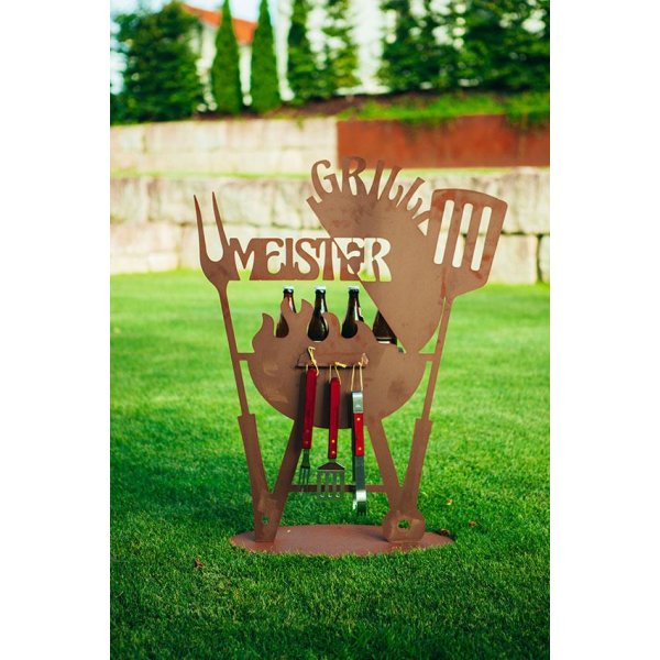 XXL Grillstnder Grillmeister, Mnnergeschenk, BBQ Rostfigur fr den Garten, Grill Deko
