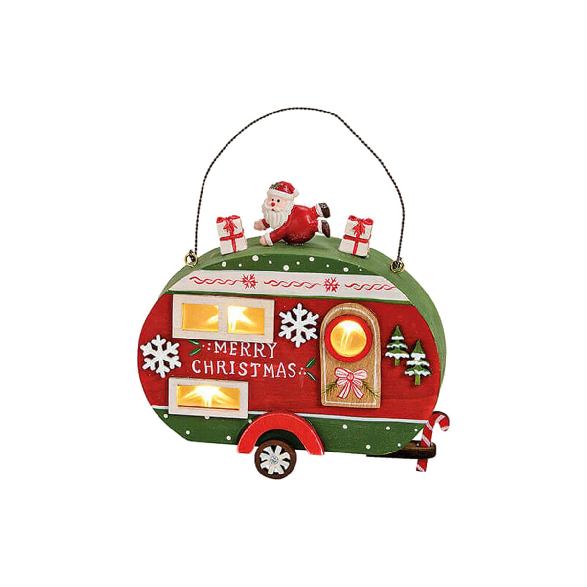 Weihnachtsdeko Wohnwagen 15x17 cm mit LED Beleuchtung - Caravan