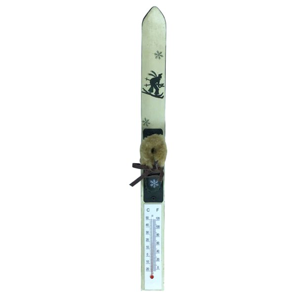 Thermometer Ski aus Holz 32 cm - Nostalgie Ski, Winterdeko, Deko Skihütte, Weihnachtsdeko