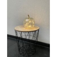 Dekoleuchte Apfel (S) Glas, Silber,  Apfel Lampe mit LED Lichterkette, Dekolampe, Tischleuchte, Apfellampe
