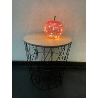 Dekoleuchte Apfel (S) Glas, Rosa, Apfel Lampe mit LED Lichterkette, Dekolampe, Tischleuchte, Apfellampe