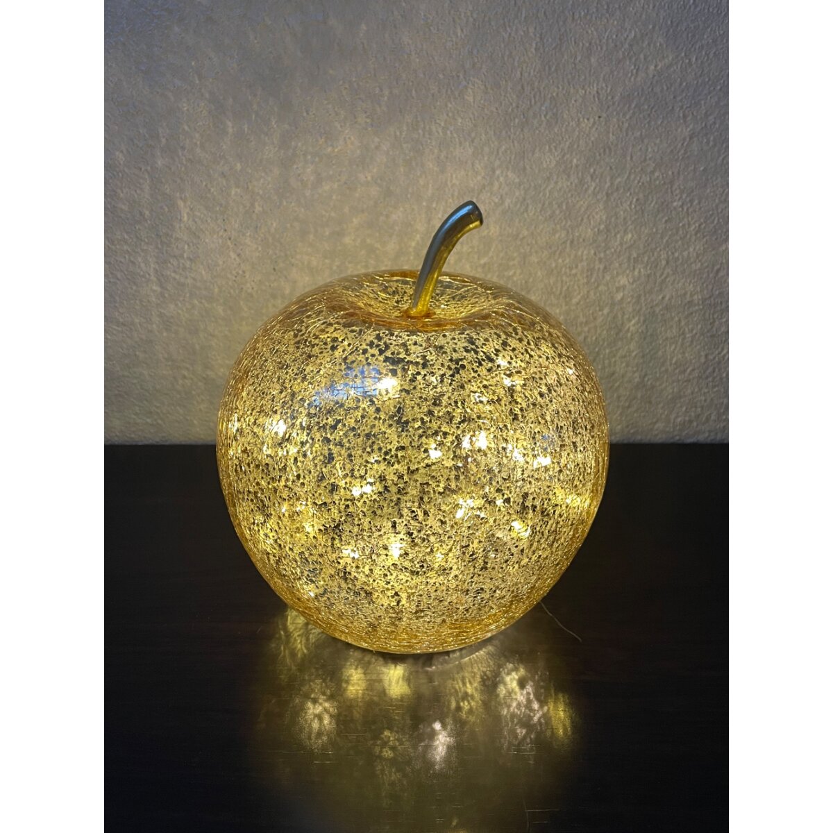 Dekoleuchte Apfel mit goldenem Stiel & LED Lichterkette