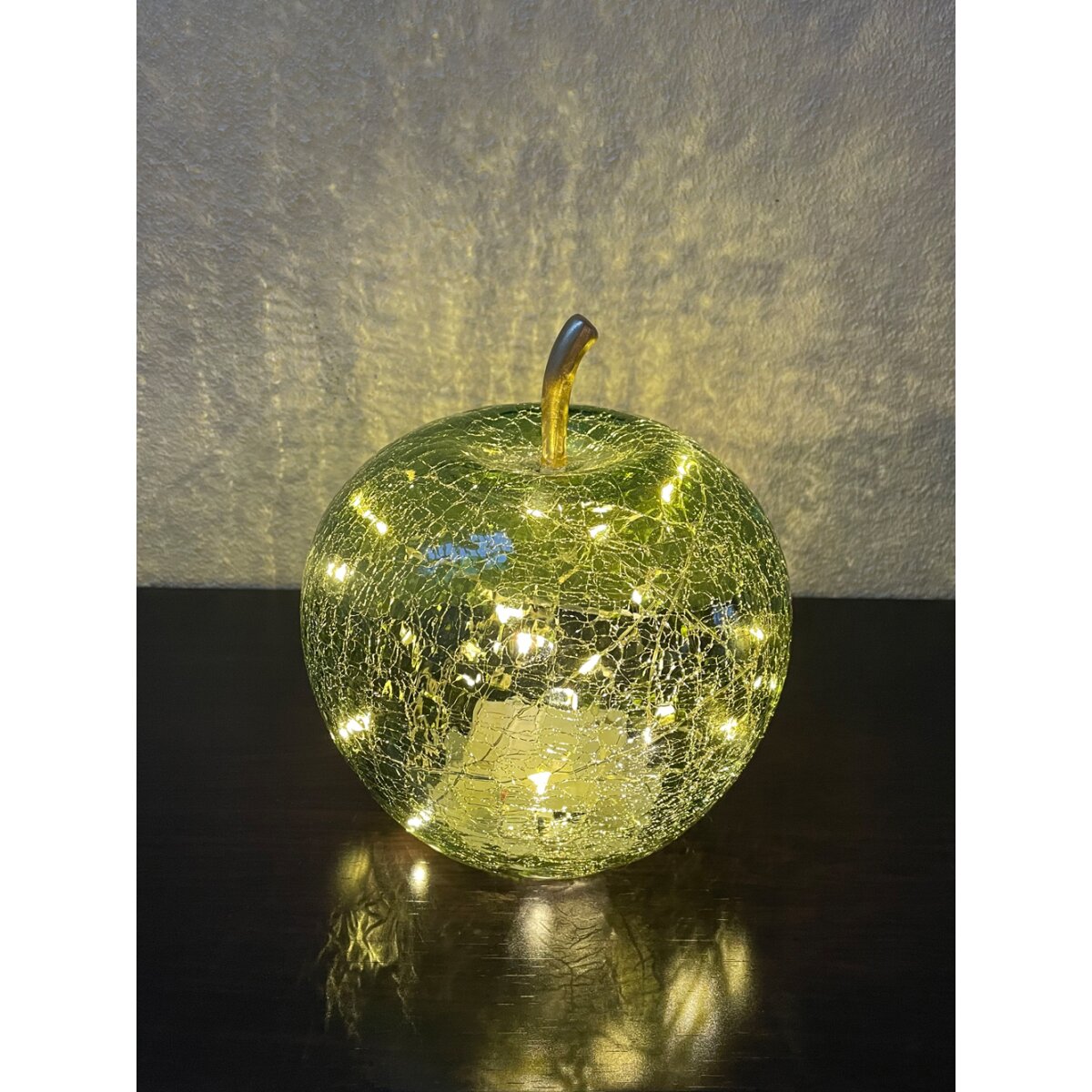 Apfel Lampe Dekoleuchte Apfel Dekolampe S Glas Gold mit LED Lichterkette T 