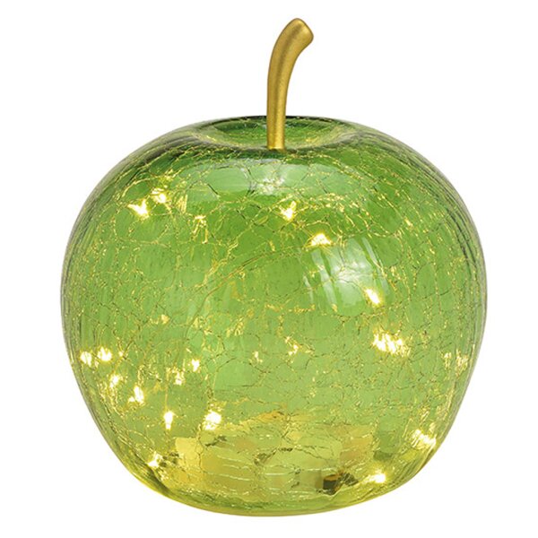 Dekoleuchte Apfel (S) Glas, Hellgrün,  Apfel Lampe mit LED Lichterkette, Dekolampe, Tischleuchte, Apfellampe