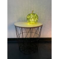 Dekoleuchte Apfel (S) Glas, Hellgrün,  Apfel Lampe mit LED Lichterkette, Dekolampe, Tischleuchte, Apfellampe