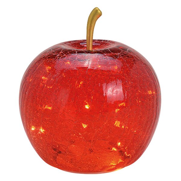 Dekoleuchte Apfel (S) Glas Rot,  Apfel Lampe mit LED Lichterkette, Dekolampe, Tischleuchte, Apfellampe