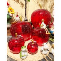 Dekoleuchte Apfel (S) Glas Rot,  Apfel Lampe mit LED Lichterkette, Dekolampe, Tischleuchte, Apfellampe