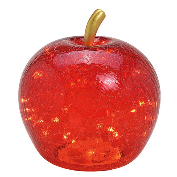 Dekoleuchte Apfel Leuchte (M) Glas, Rot,  Apfel Lampe mit LED Lichterkette, Dekolampe, Tischleuchte, Apfellampe