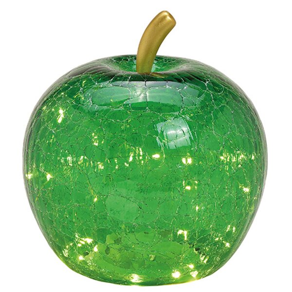 Dekoleuchte Apfel Leuchte (M) Glas, Dunkelgrün,  Apfel Lampe mit LED Lichterkette, Dekolampe, Tischleuchte, Apfellampe