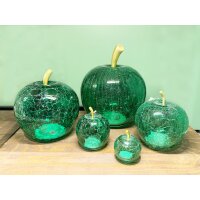 Dekoleuchte Apfel Leuchte (M) Glas, Dunkelgrün,  Apfel Lampe mit LED Lichterkette, Dekolampe, Tischleuchte, Apfellampe