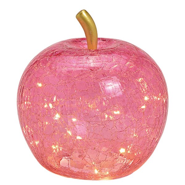 Dekoleuchte Apfel Leuchte (M) Glas, Rosa,  Apfel Lampe mit LED Lichterkette, Dekolampe, Tischleuchte, Apfellampe