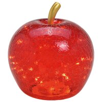 Dekoleuchte Apfel Leuchte (L) Glas, Rot,  Apfel Lampe mit LED Lichterkette, Dekolampe, Tischleuchte, Apfellampe