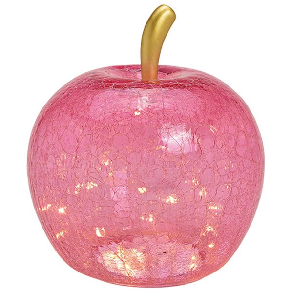 Dekoleuchte Apfel Leuchte (L) Glas, Rosa,  Apfel Lampe mit LED Lichterkette, Dekolampe, Tischleuchte, Apfellampe