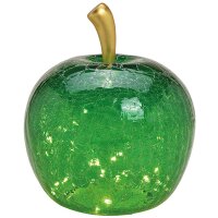 Dekoleuchte Apfel Leuchte (L) Glas, Dunkelgrün,  Apfel Lampe mit LED Lichterkette, Dekolampe, Tischleuchte, Apfellampe