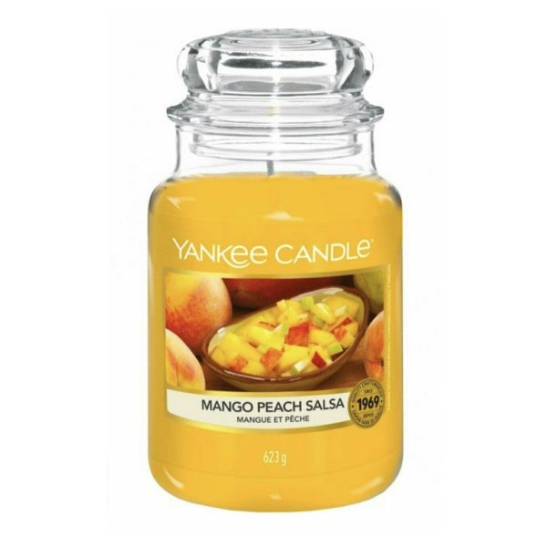 Yankee Candle Duftkerze im Glas (groß) MANGO PEACH SALSA - Kerze mit Brenndauer bis zu 150 Stunden