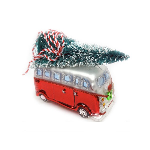 Baumschmuck Transporter mit Weihnachtsbaum - Baumkugel Camper Van, Weihnachtsdeko, Christbaumkugel