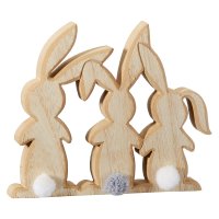 Hasen Figur "Friends" mit Puschel aus Holz H:...