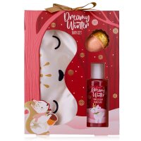 Badeset "Dreamy Winter" mit Schaumbad, Badefizzer & Schlafmaske  - Wellness Geschenk, Wichtelgeschenk Mädchen, Badebombe